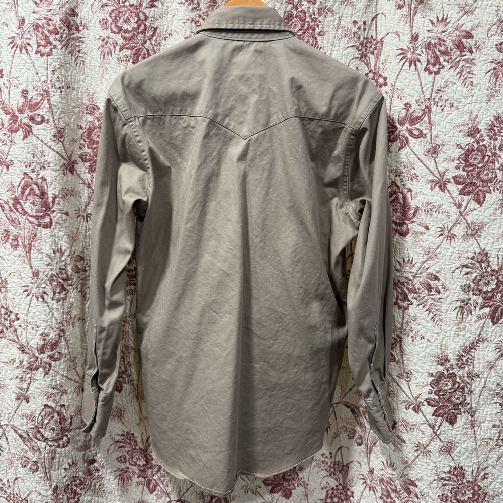 Wrangler Western Snap Shirt Tan Long Sleeve Size Medium - Picture 8 of 8